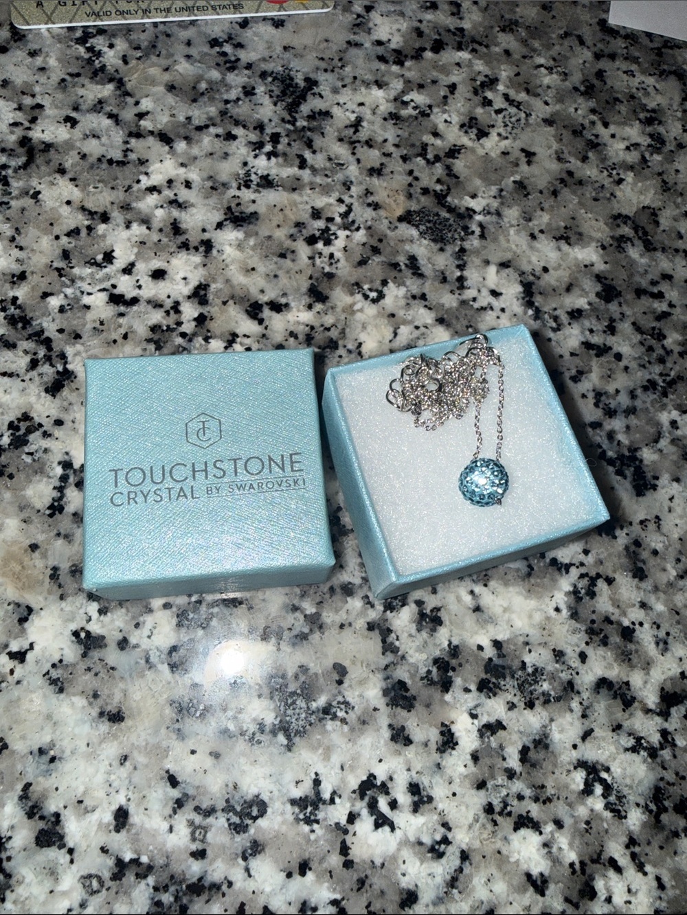 Touchstone Crystal by Swarovski Silver Chain with Light Blue Crystal Pendant